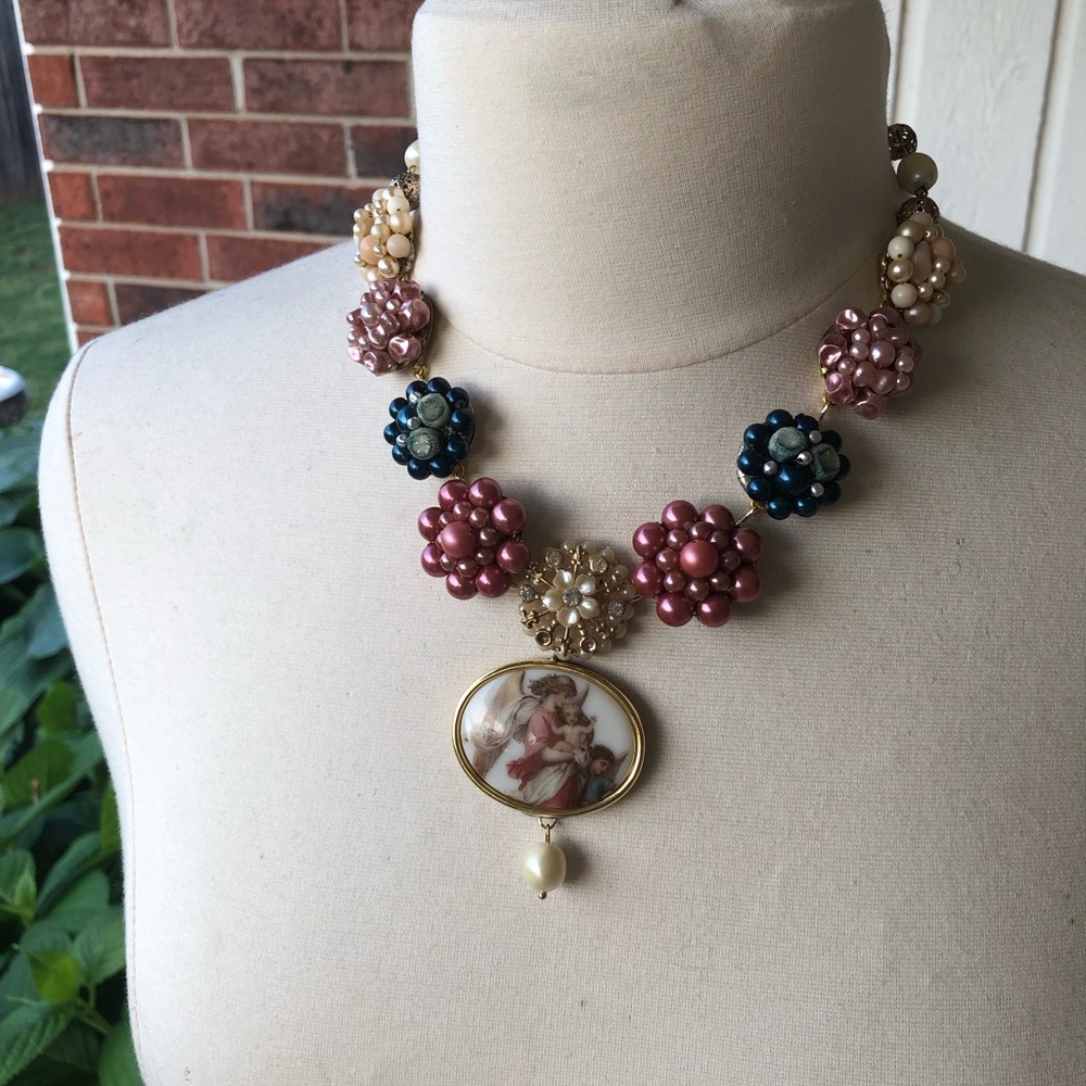 “Guardian Angel” 🪽Lovely hand crafted necklace from repurposed vintage earrings